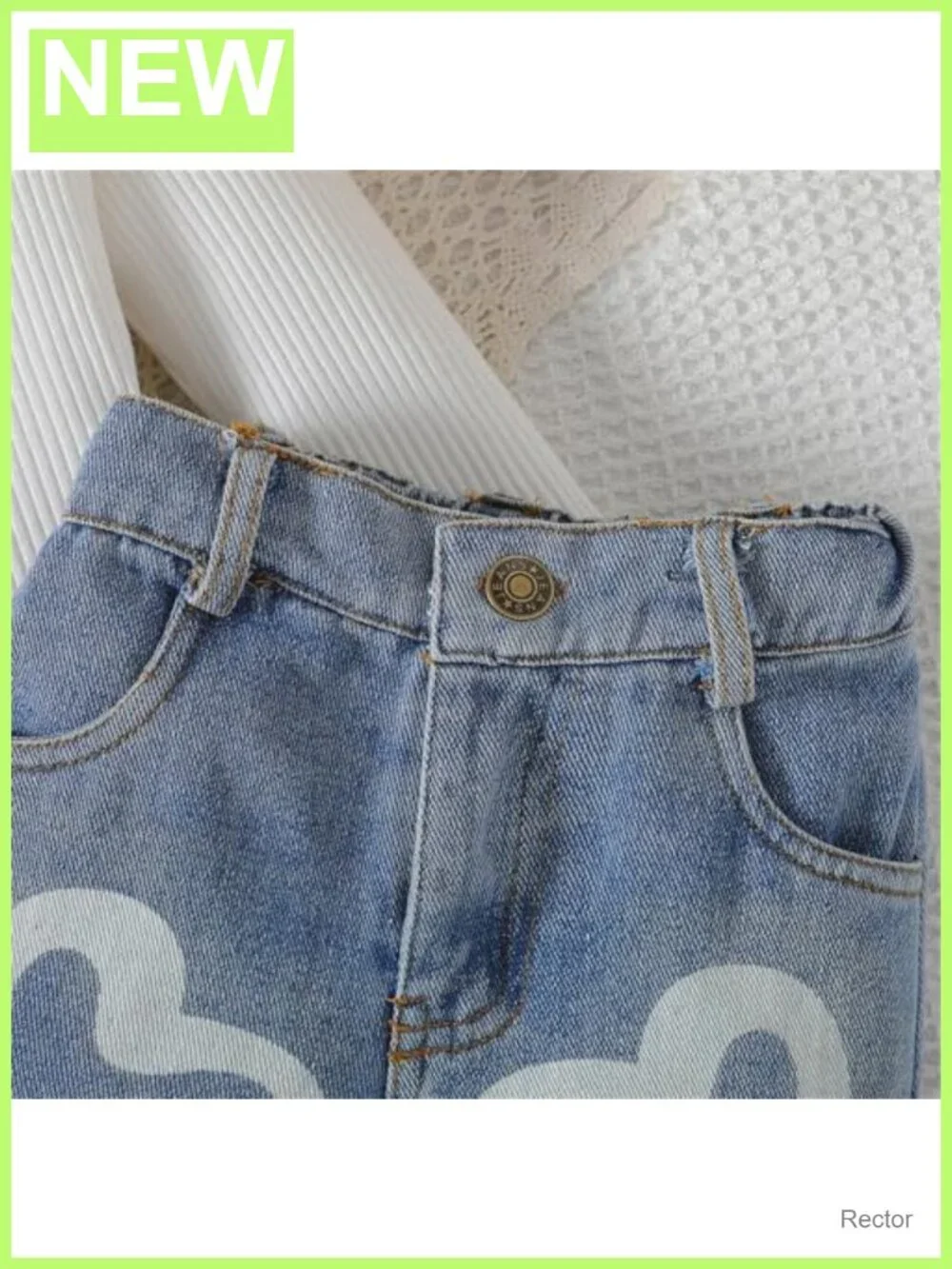 Toddler Girls Ribbed Long Sleeve Top Heart Jeans Outfit Set Cotton